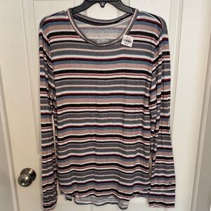 NWT Cuddl Duds Multicolor Striped SoftKnit Top